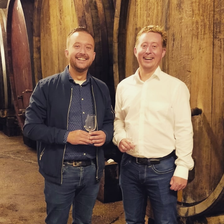 Erwin en Jurgen in de wijnkelder van Alphonse Kuentz